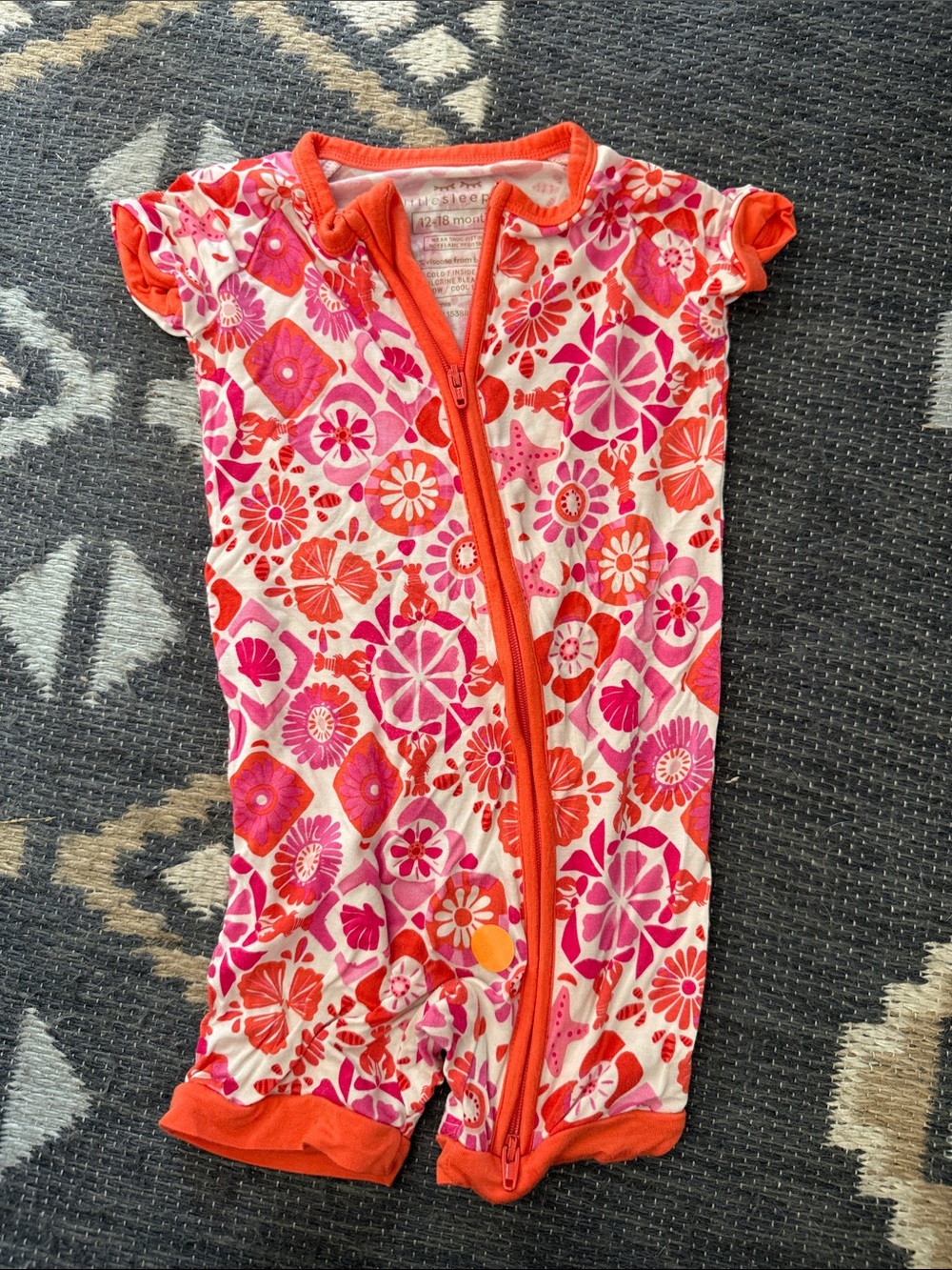 Baby Girls Floral Zip Romper - Pink & Orange